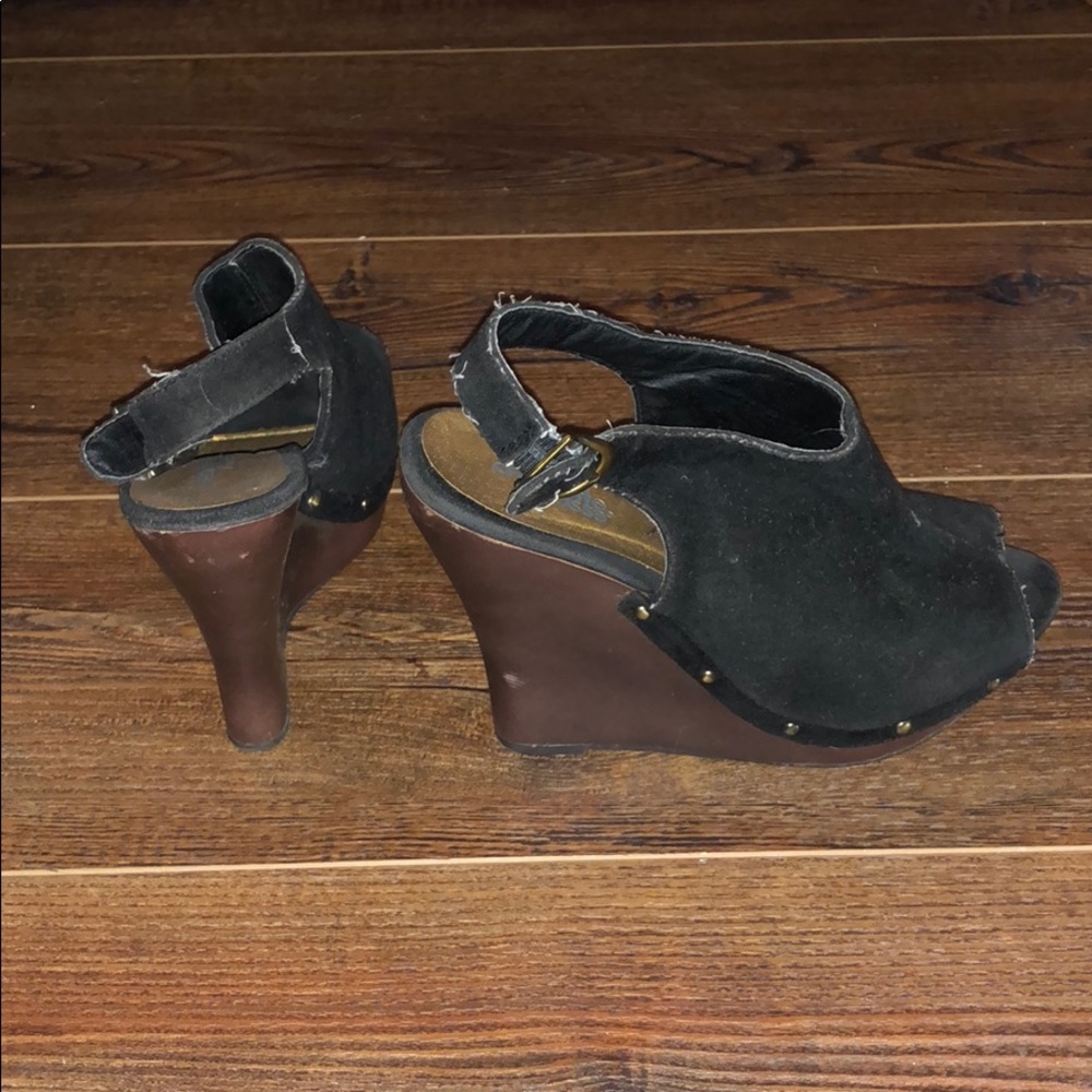 Open Toe Suede Wedges
